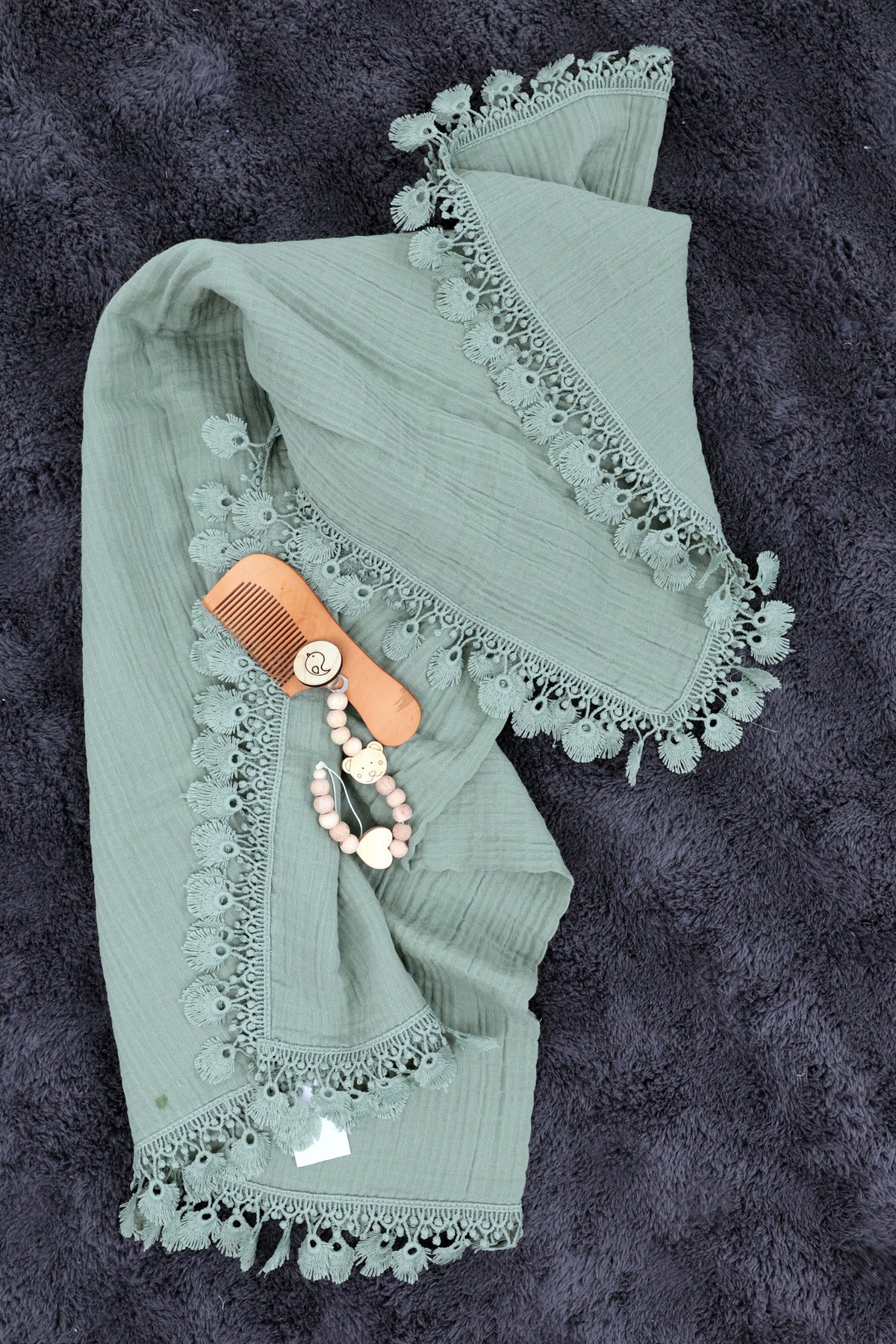 Set coperta, pettine e catenella portaciuccio