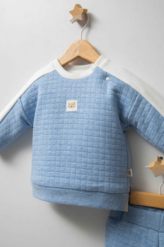 Completo neonato felpa e pantalone trapuntati