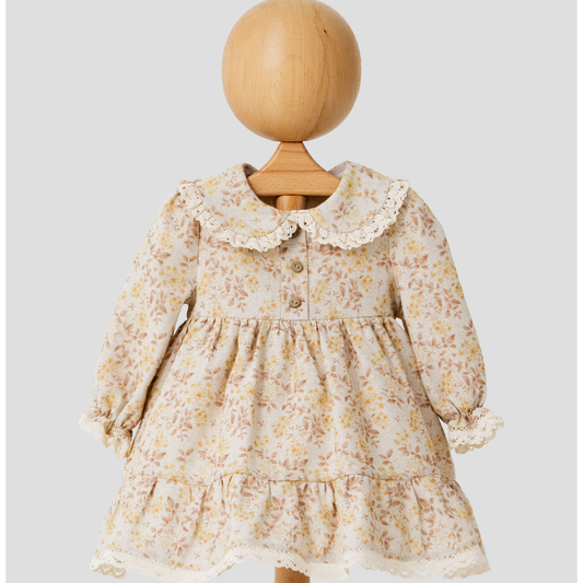 Vestito bimba floreale con colletto in pizzo