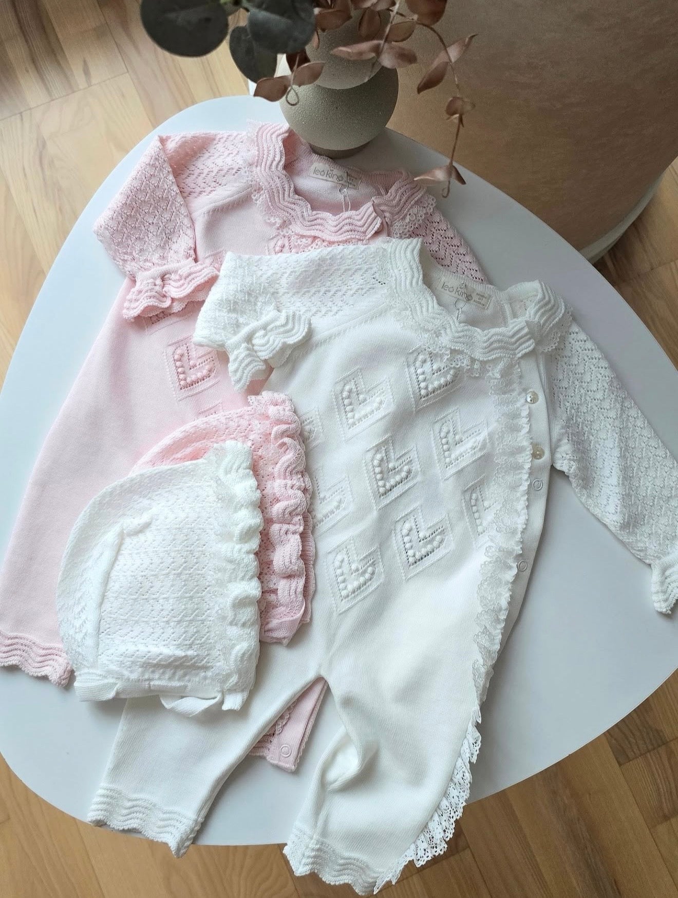 Tutina Con Cuffietta Coordinata Neonata 100% Cotone