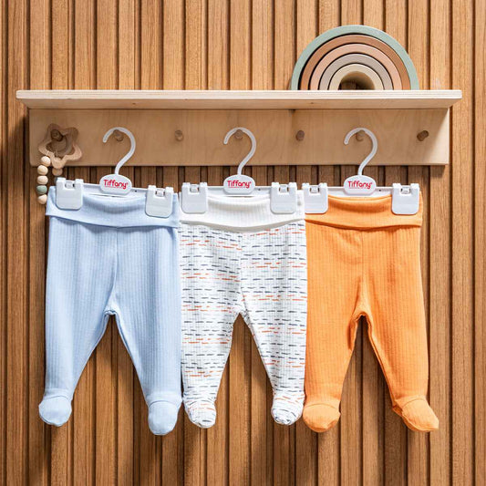 Tris di leggings neonato con piedino 100% cotone