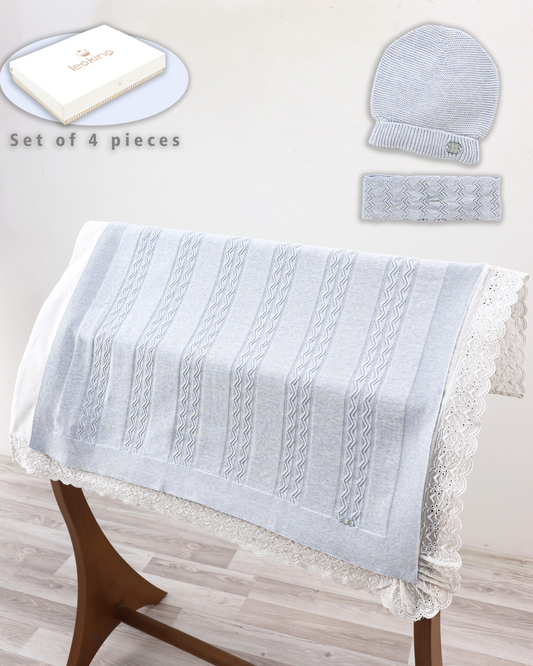Copertina Multifunzione Neonato con Cappellino e Fascia 100% Cotone