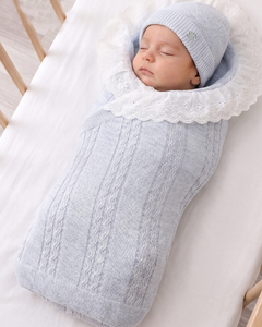 Coperta/Sacconanna Neonato con Cappellino e Fascia 100% Cotone