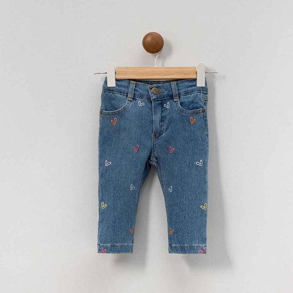 Jeans con stampa cuoricini