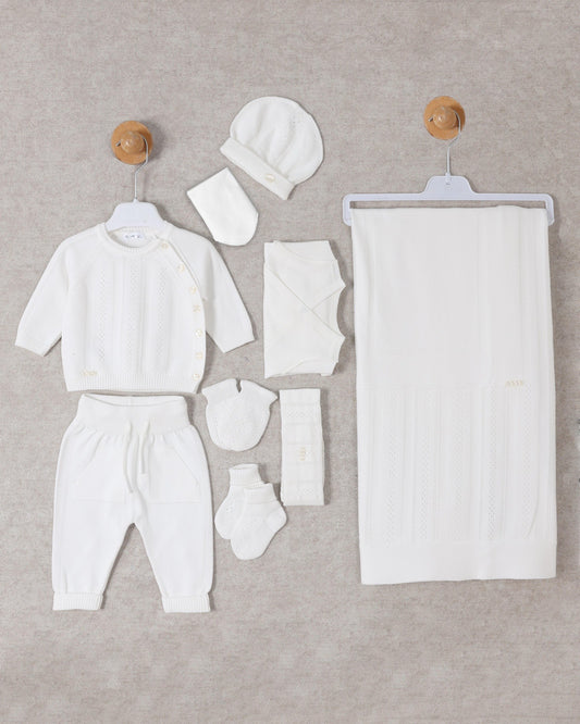 Set Neonato in Maglia Unisex– 9 Pezzi in Cotone Biologico
