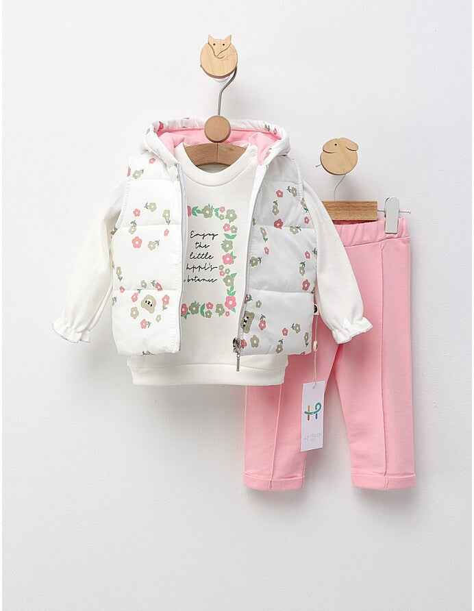Completo neonata 3 pezzi con gilet imbottito