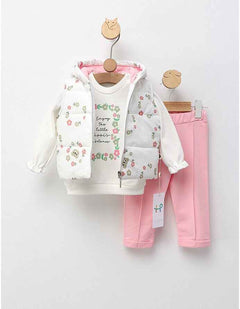 Completo neonata 3 pezzi con gilet imbottito