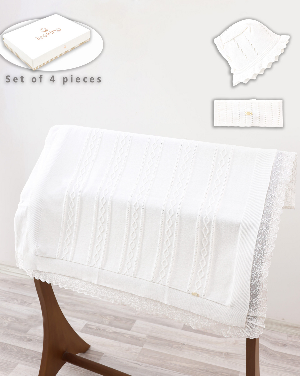 Coperta/Sacconanna Neonata con Cappellino e Fascia - 100% Cotone