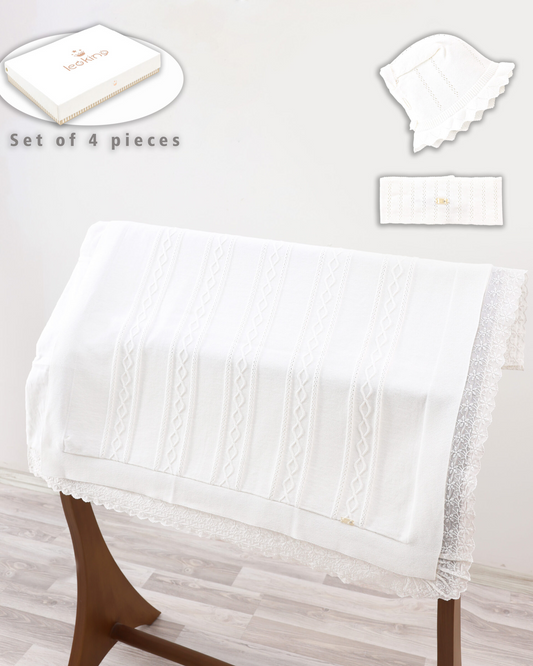 Copertina Multifunzione Neonata con Cappellino e Fascia - 100% Cotone