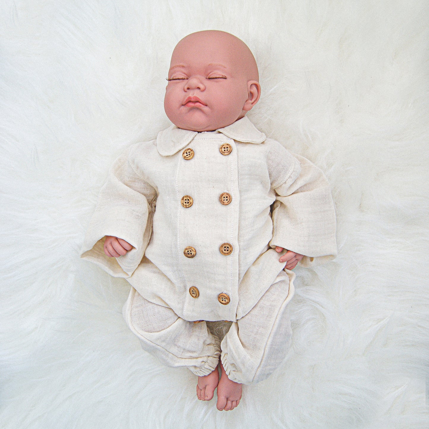 Cotton Muslin Baby Romper – Retro Style &amp; Natural Elegance