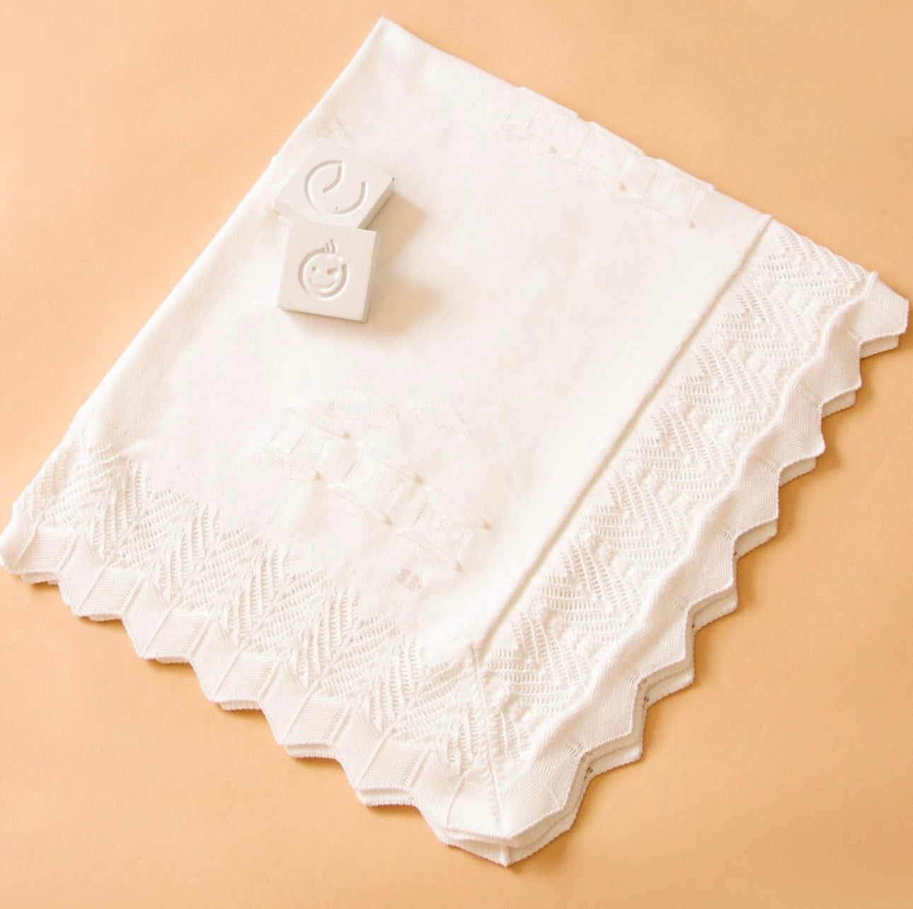 Piquet Baby Blanket with Embroidered Details