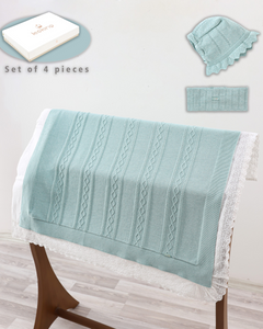 Coperta/Sacconanna Neonata con Cappellino e Fascia - 100% Cotone