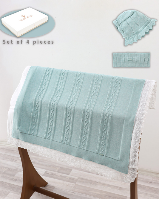 Copertina Multifunzione Neonata con Cappellino e Fascia - 100% Cotone