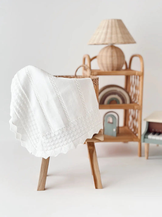 Copertina Neonato in Piquet con Dettagli Ricamati