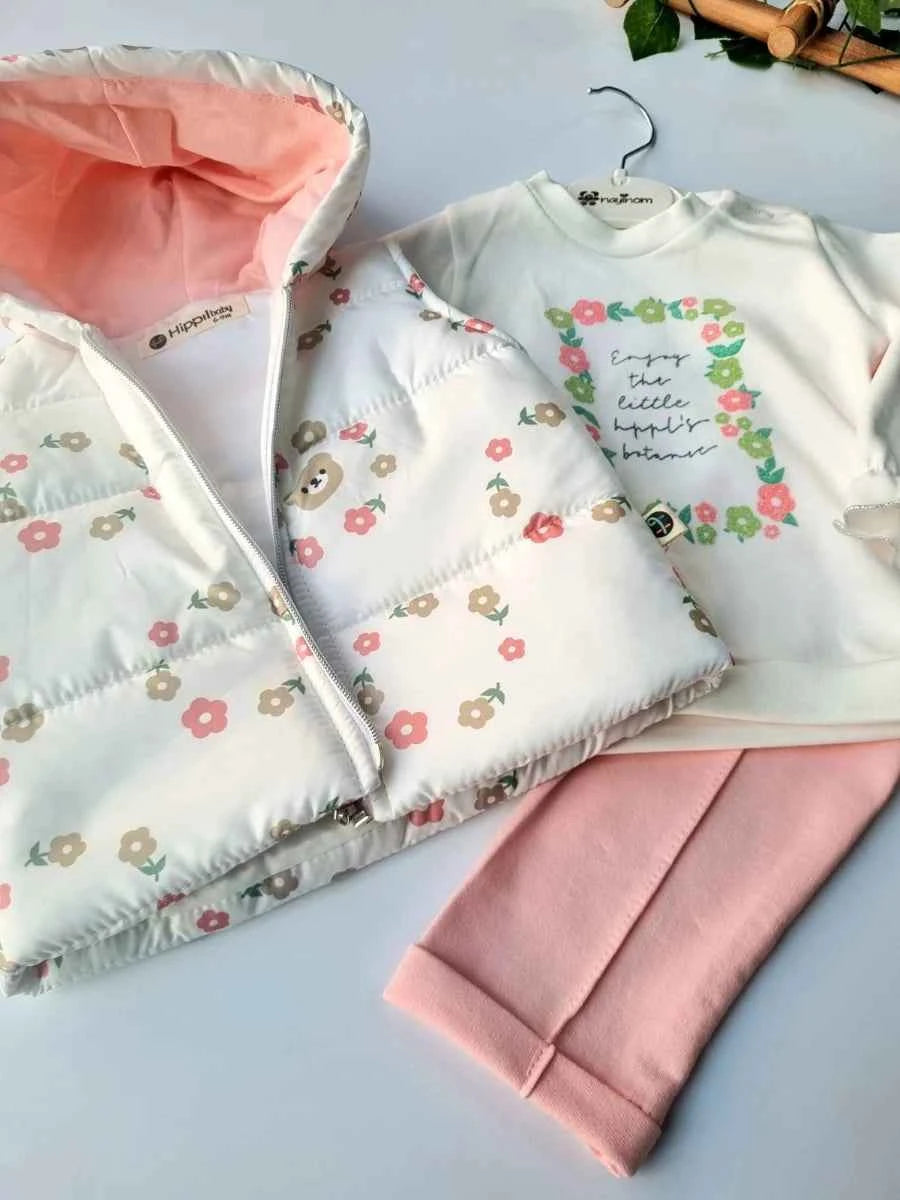 Completo neonata 3 pezzi con gilet imbottito