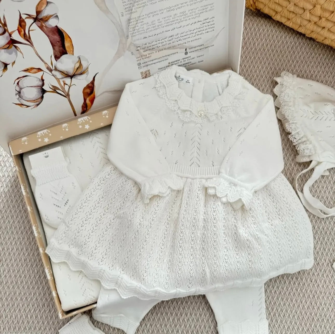 Elegant Knit Baby Girl Set – 9 Pieces