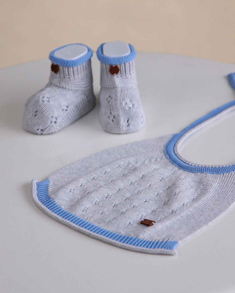 Set Neonato Bavaglino e Scarpine 100% Cotone
