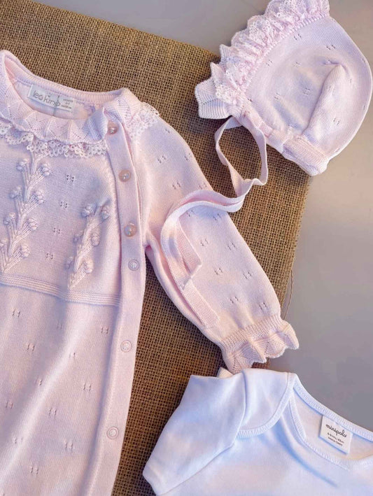 Set Tutina e cappellino con Dettagli in Pizzo - MiniMe- color