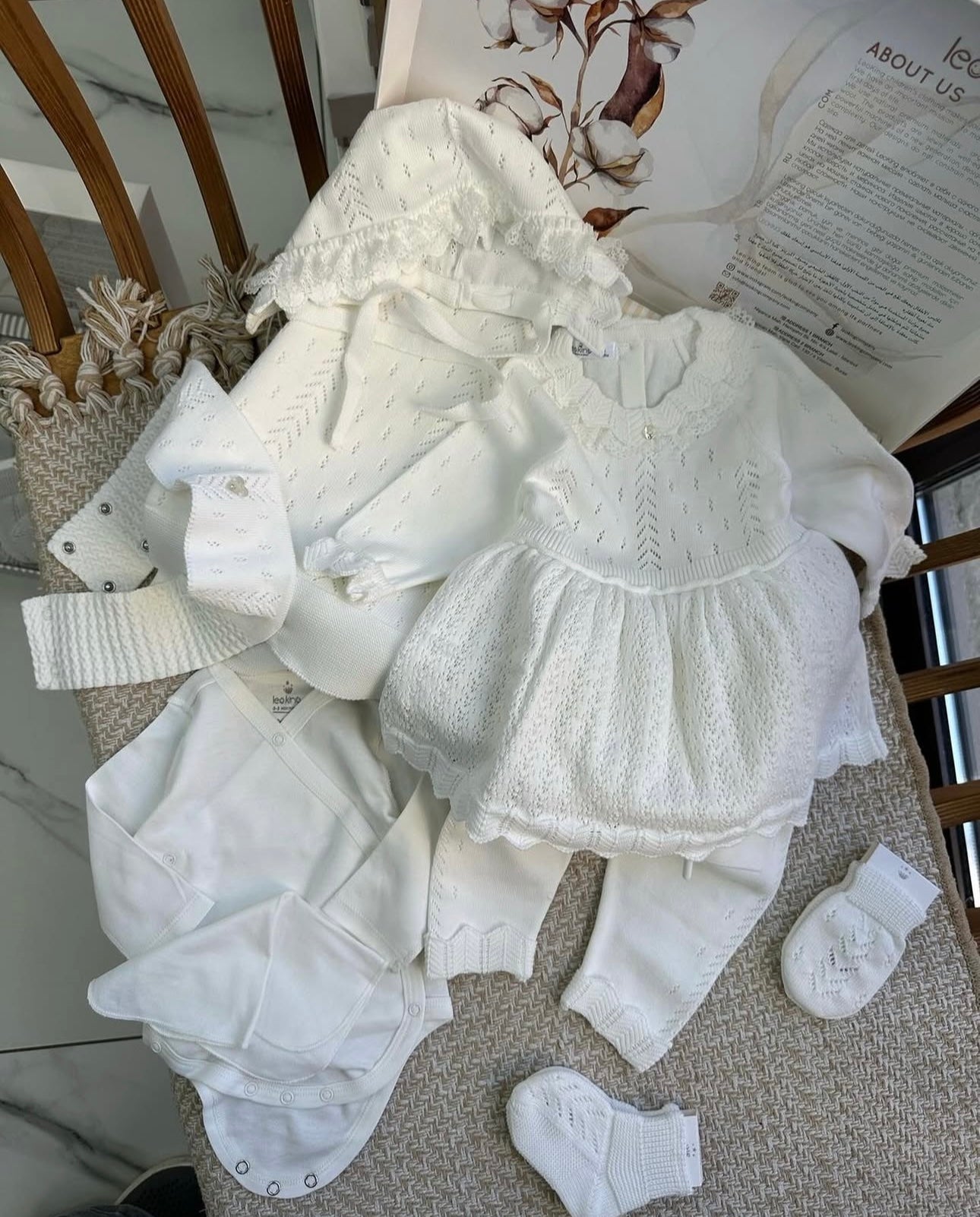 Elegant Knit Baby Girl Set – 9 Pieces