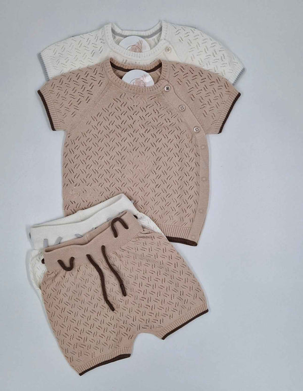Completo Estivo in Maglia Traforata per Neonato