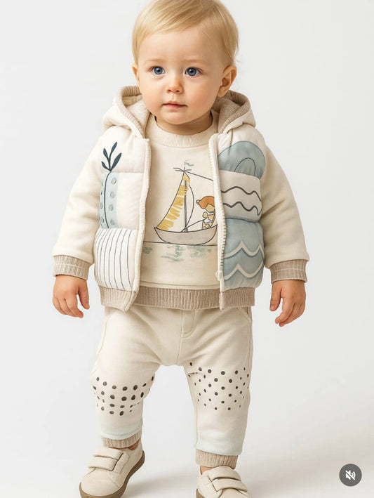 Completo tre pezzi neonato in cotone