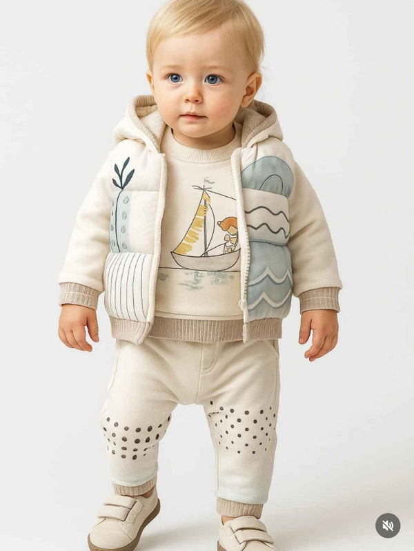 Completo tre pezzi neonato in cotone