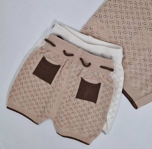 Completo Estivo in Maglia Traforata per Neonato