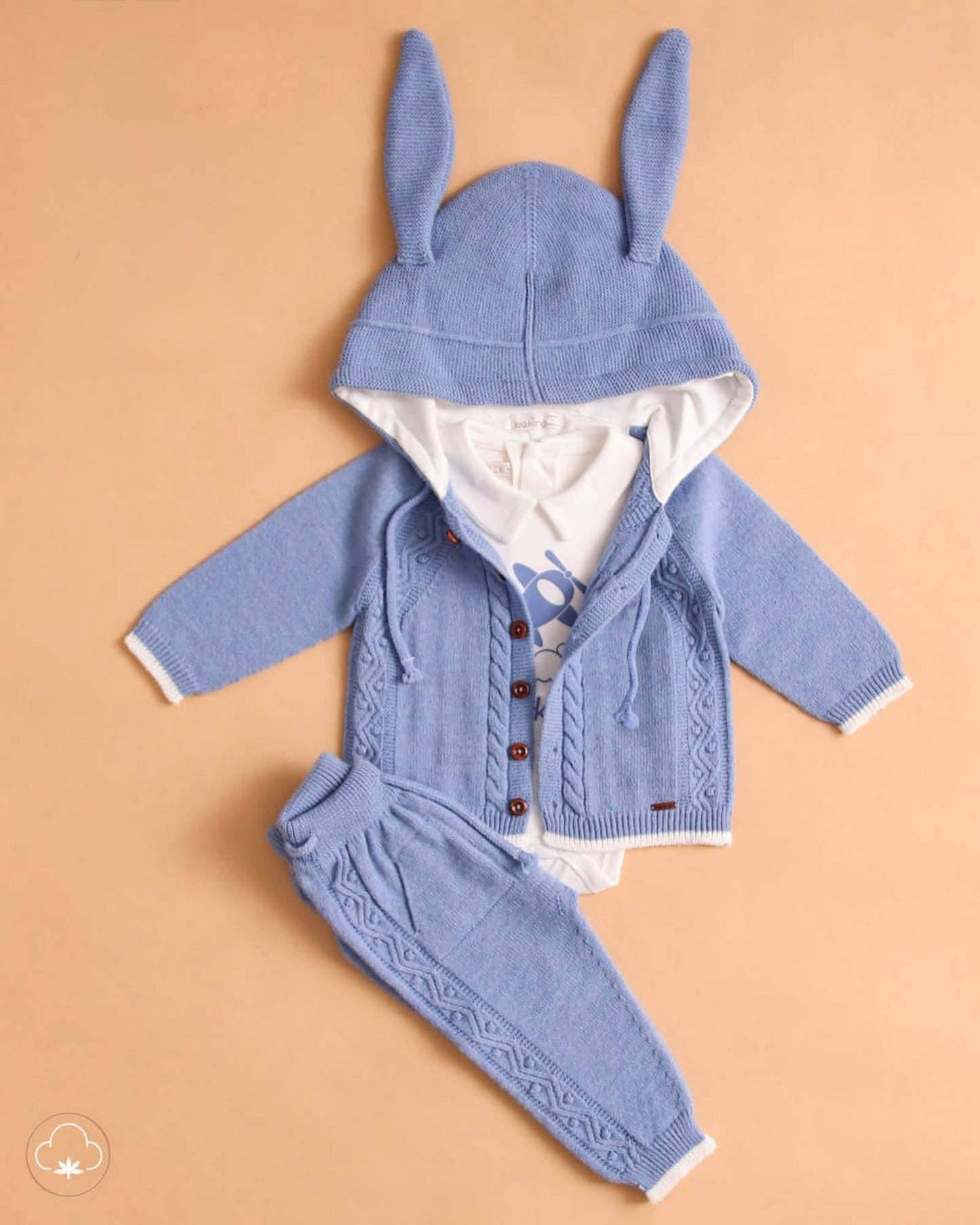 Completo neonato in lana merino 3 pezzi