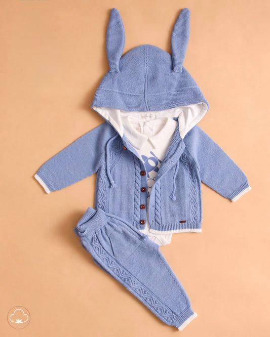 Completo neonato in lana merino 3 pezzi