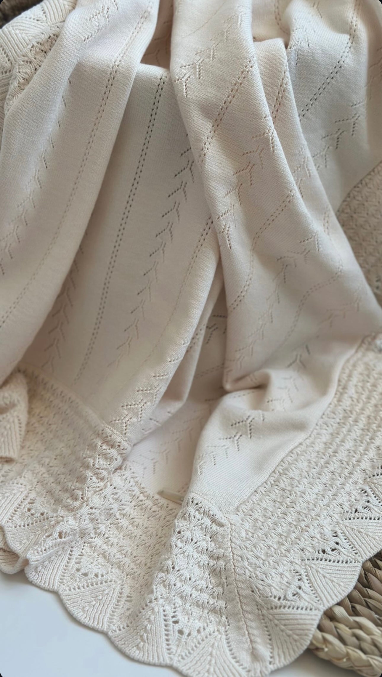 Piquet Baby Blanket with Embroidered Details