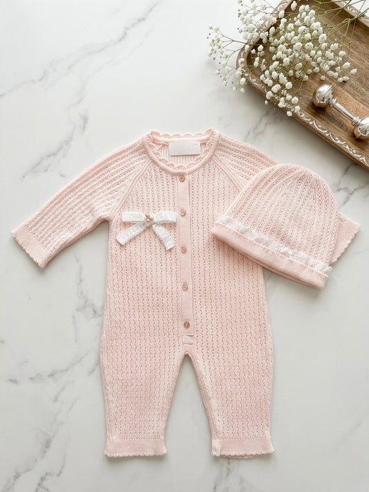 Tutina Neonata con Cuffietta Coordinata 100% cotone
