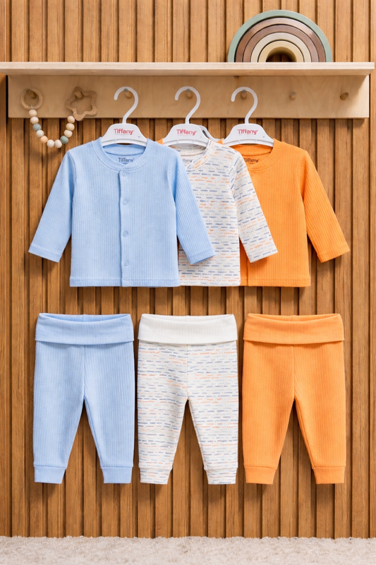 Set Coordinato Neonato - 6 Pezzi 100% cotone