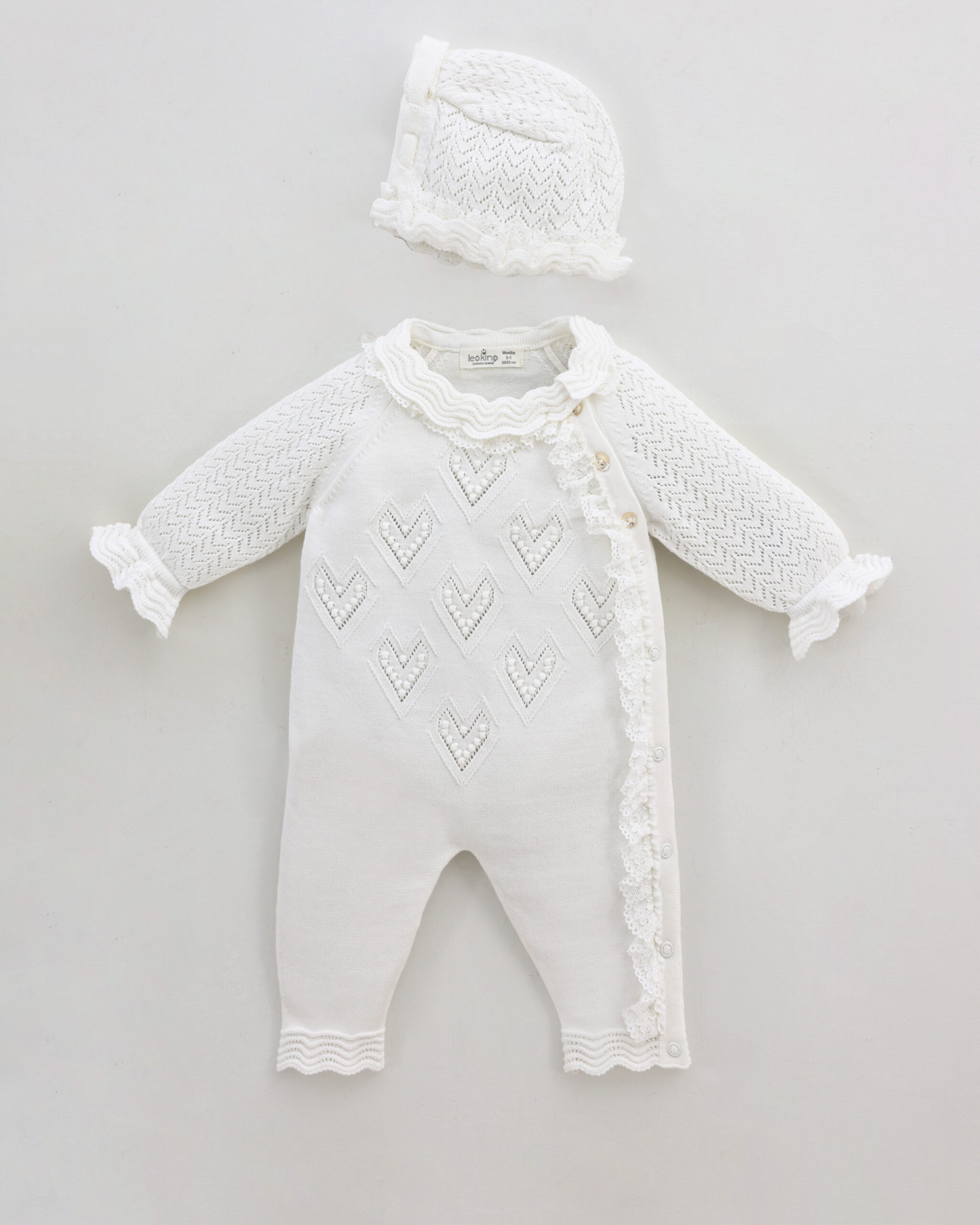 Tutina Con Cuffietta Coordinata Neonata 100% Cotone