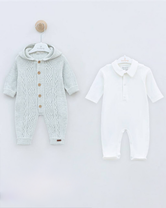 Pagliaccetto in Lana merino con Cappuccio e tutina con Colletto unisex