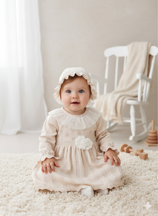 ✨ Knitted Dress with Hat for Baby Girl ✨