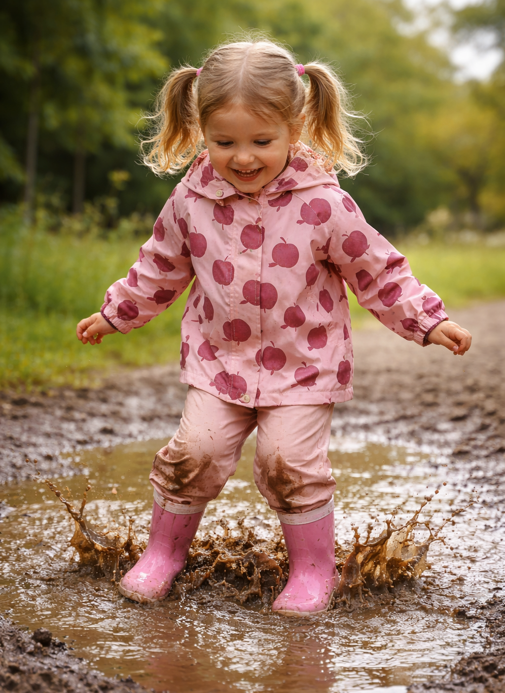 Completo impermeabile Apple Rosé + Sacca Coordinata