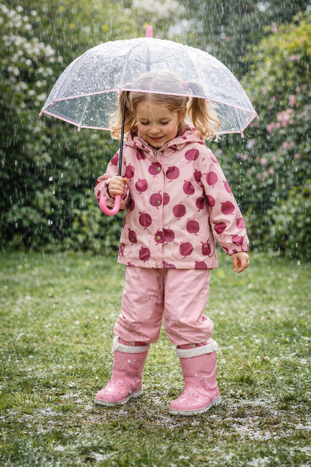 Completo impermeabile Apple Rosé + Sacca Coordinata