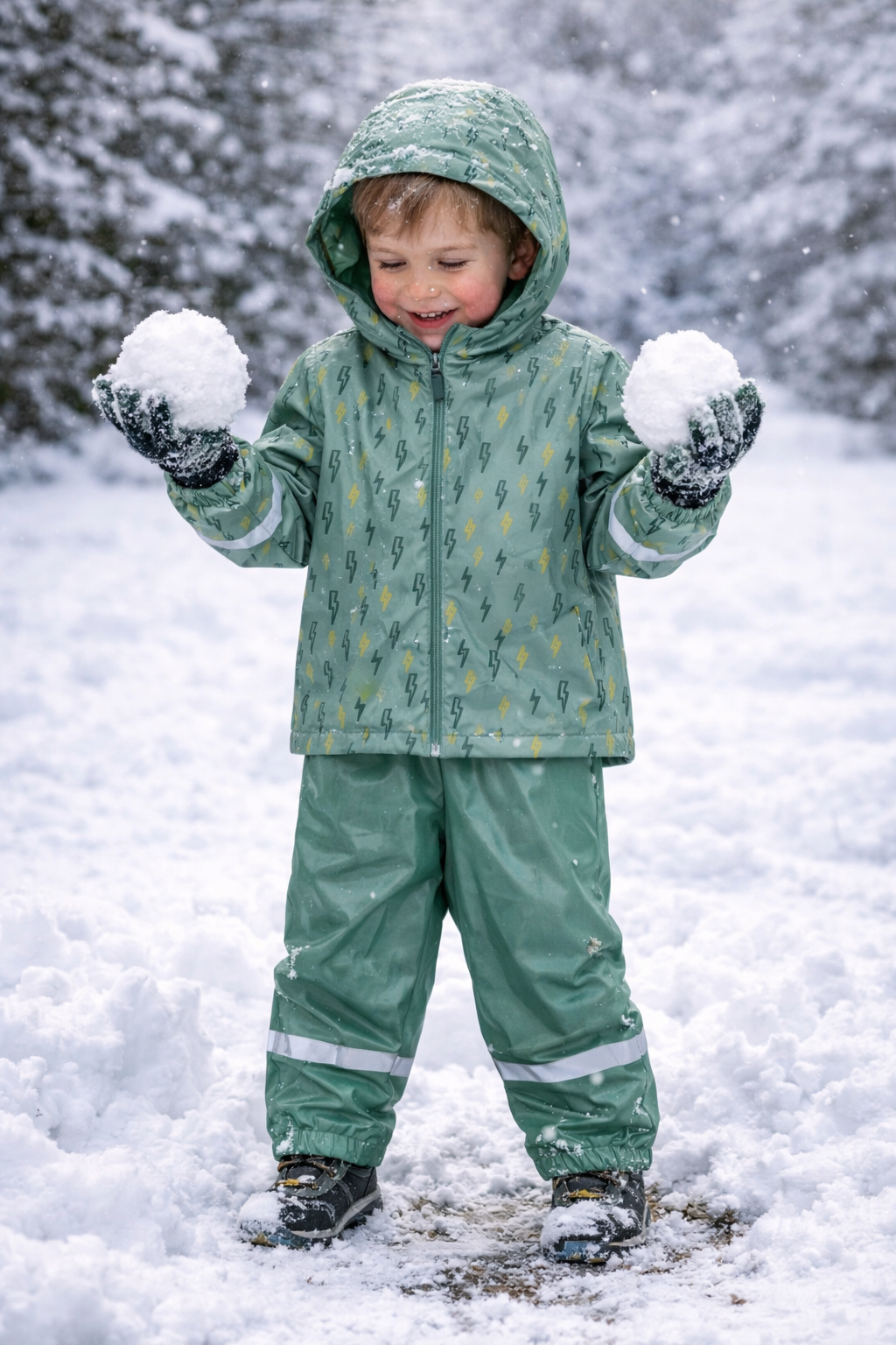 Completo impermeabile Fulmine Verde + sacca coordinata