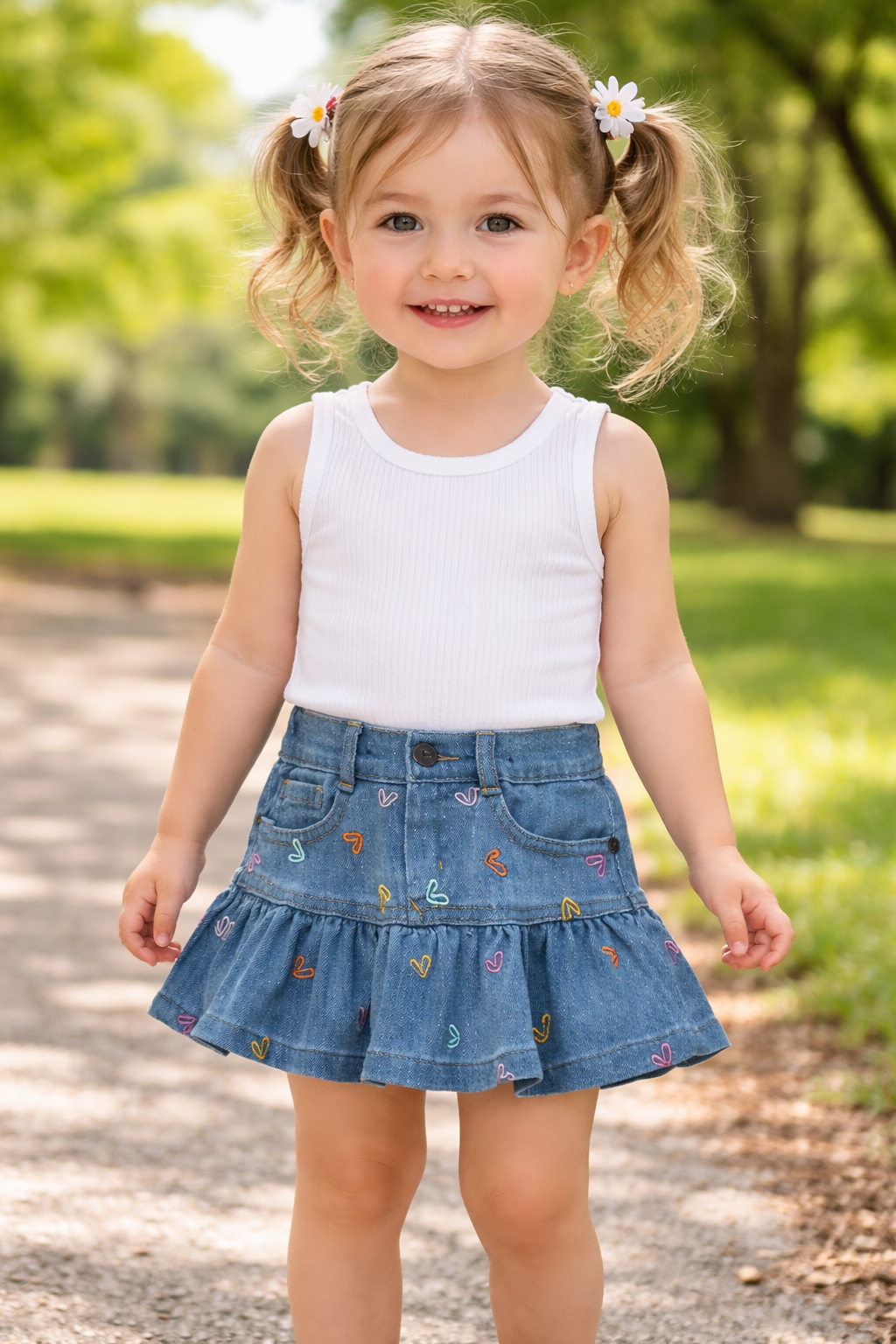 Gonna con stampa cuoricini