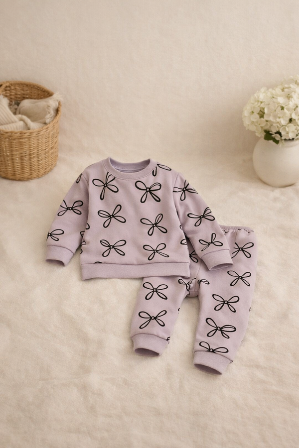 Pigiama bimba con stampa di fiocchi in cotone leggero - MiniMe- color