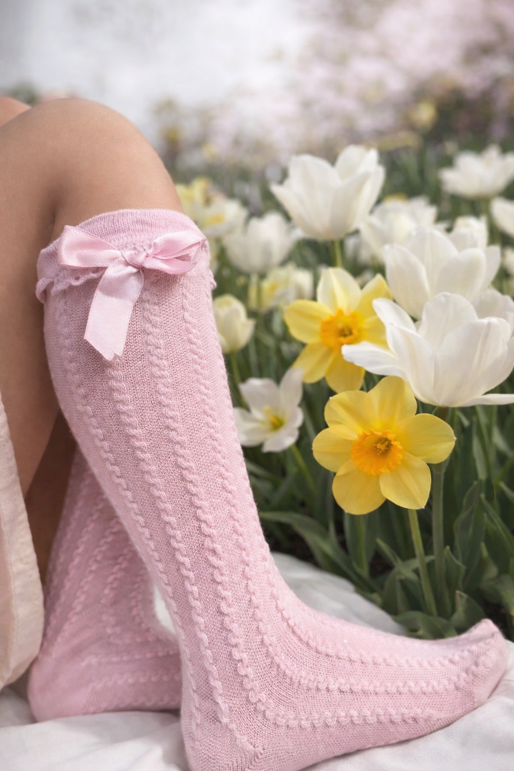 Calze lunghe bambina con fiocco