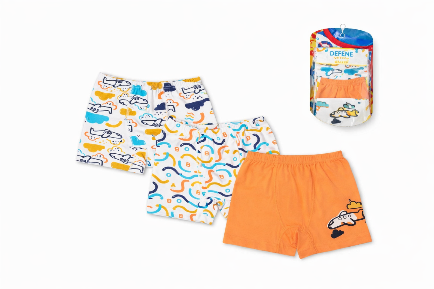 Set 3 Boxer Bambino “Airplane” in Cotone Elasticizzato - MiniMe- color