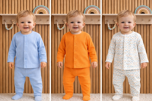 Set 3 magliette neonato con apertura frontale 100% cotone - MiniMe- color