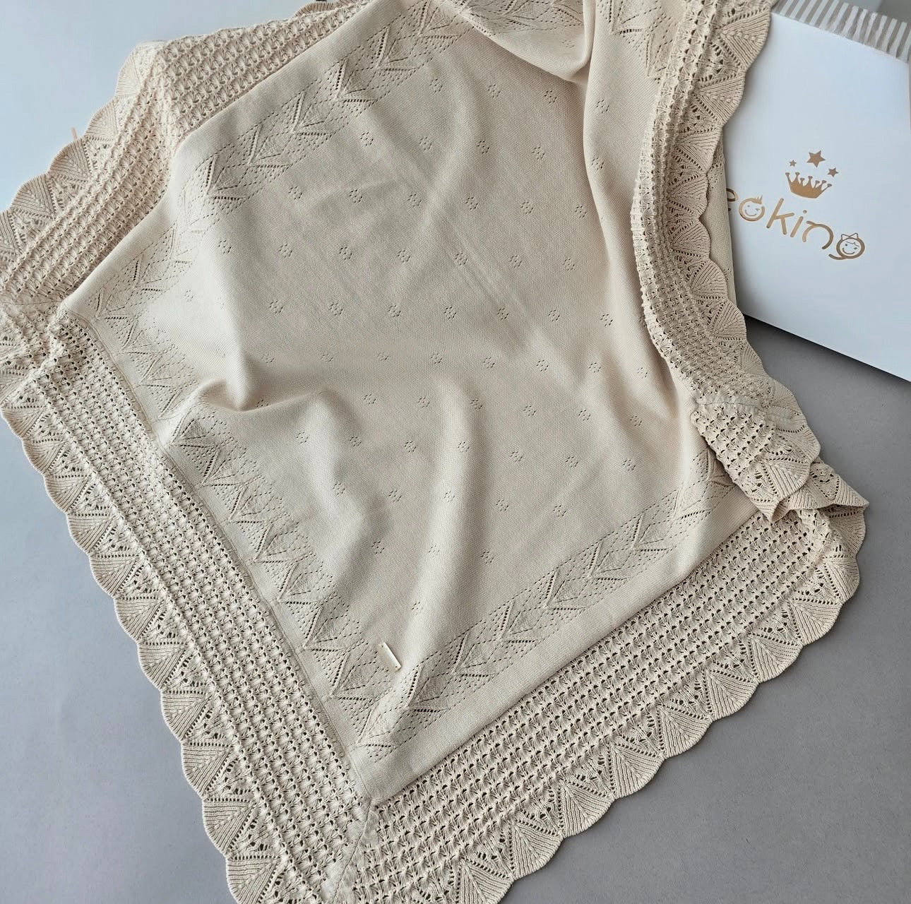 Piquet Baby Blanket with Embroidered Details