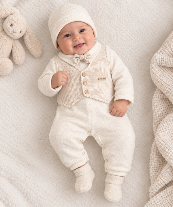 Tutina Elegante Neonato Con Cappellino e Scarpine