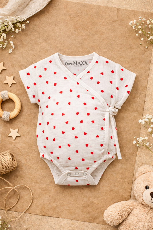 Body stile maglia neonata incrociato con cuoricini - MiniMe- color