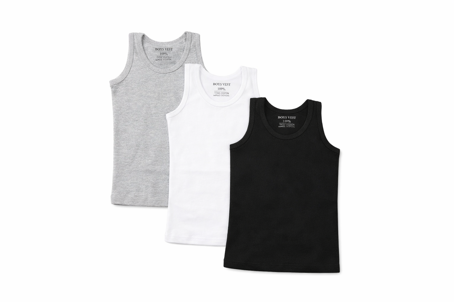 Set 3 Canotte Bambino Basic in Cotone Elasticizzato - MiniMe- color