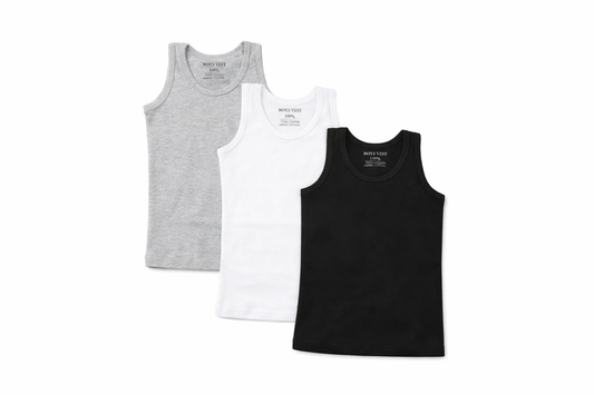 Set 3 Canotte Bambino Basic in Cotone Elasticizzato - MiniMe- color