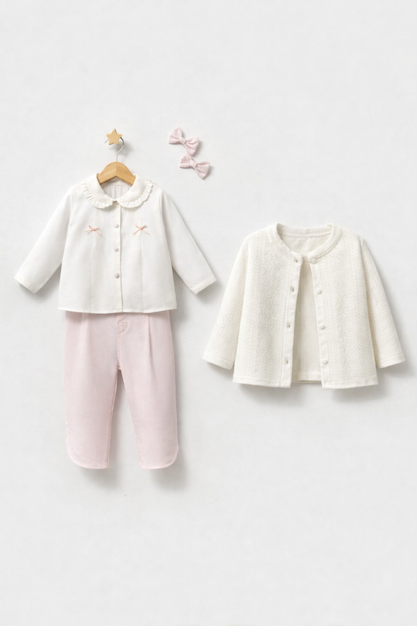 Completo bimba 4 pezzi con mollettine coordinate - MiniMe- color