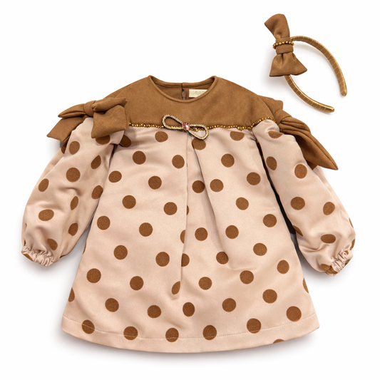Abito bambina a pois + cerchietto